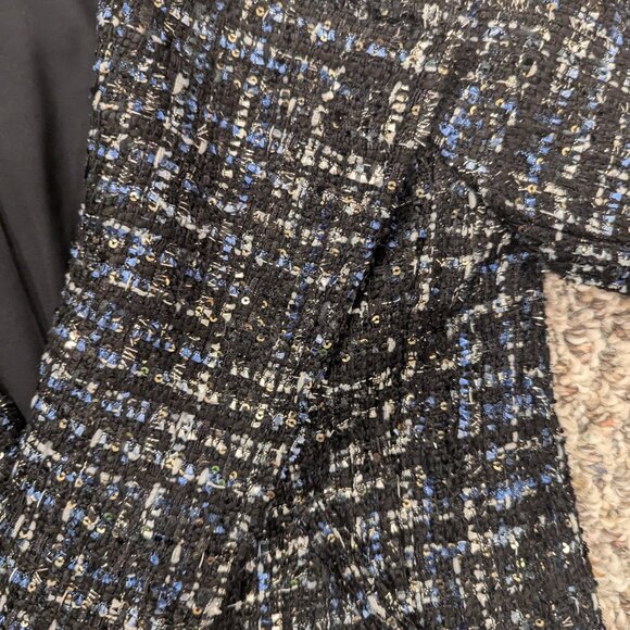 Ann Taylor Black with Blue, Beige Tweed Jacket 00P - Picture 3 of 6